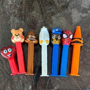 Assorted Character PEZ Dispensers- Valentines, Spider-Man, poo, crayon